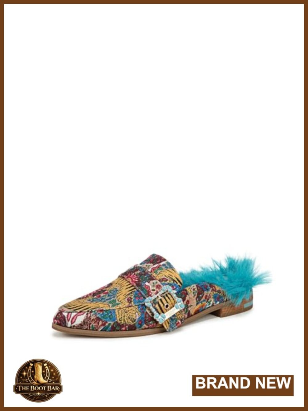 Womens Slip On Mules with Faux Fur Faux Leather Buckle
